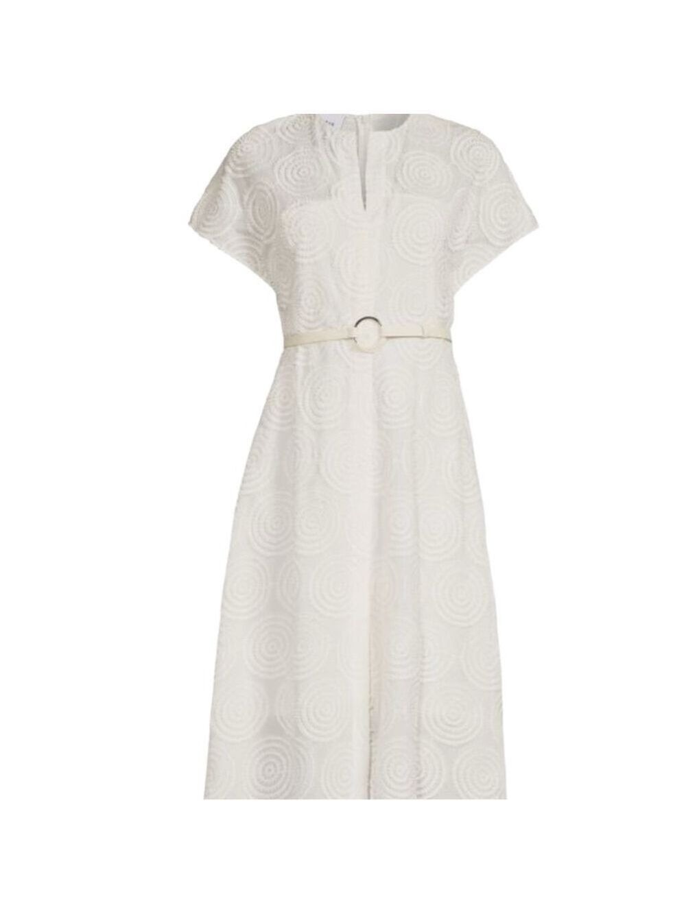 Akris Punto Cream Circle Loop Embroidery Dress Size 6 ** no belt - Picture 2 of 9